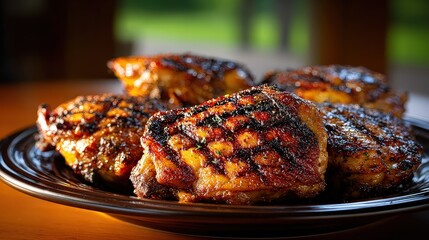 Grilled BBQ Chicken Thighs with Crispy Charred Skin