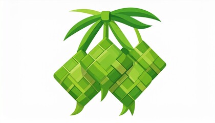 Handwoven Green Palm Leaf Gift Box with Coconut Decoration Eco-Friendly Packaging