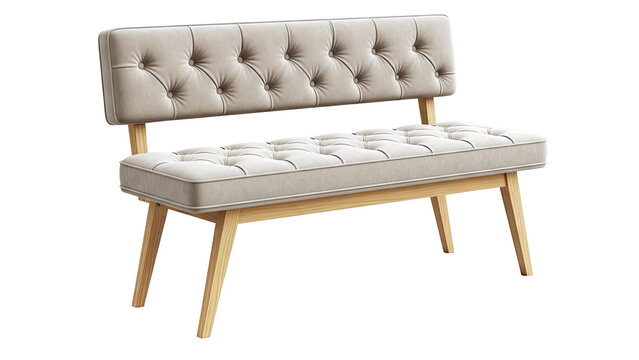 Tufted Upholstered Bench with Wooden Legs