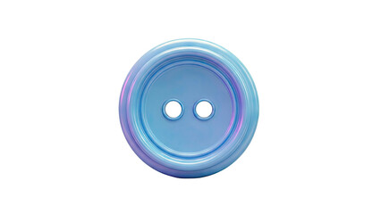 Blue button with two holes on white background