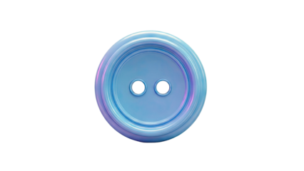 Blue button with two holes on white background