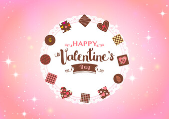 バレンタインデー キラキラ背景チョコレートのフレーム　文字デザインあり