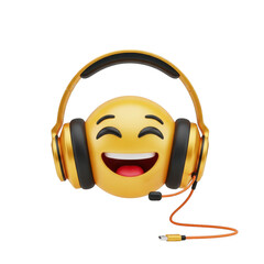 3d rendered laughing emoji with headphones