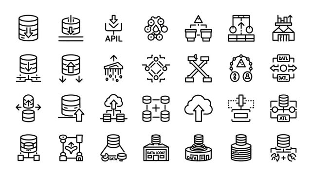 Black and white industrial icons.