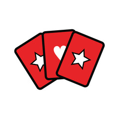 Obraz premium Three red playing cards with star and heart
