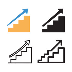 business graph icon set vector illustration line art on white background