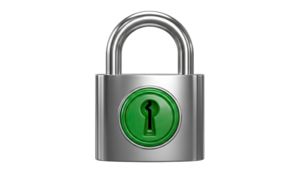 Silver Padlock with Green Keyhole