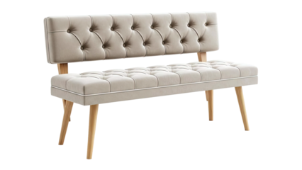 Tufted Velvet Bench with Wooden Legs
