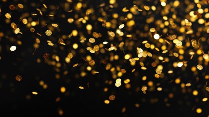 A shimmering cascade of golden particles against a dark background, evoking a sense of celebration and festivity.
