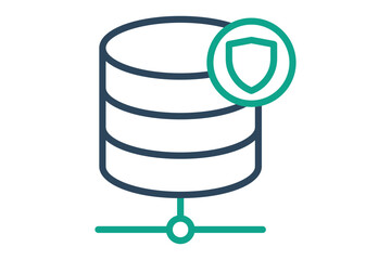 Database security icon. Line icon style. Icon related to IT support. Technology elements vector illustration