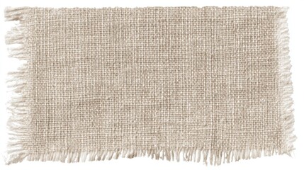 Fototapeta premium A textured, beige fabric mat with frayed edges, suitable for home decor or crafting.