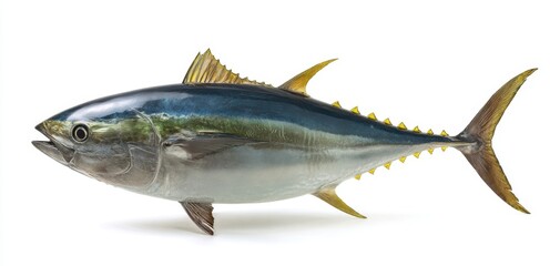 The Yellowfin Tuna Isolated on White Background for Culinary and Commercial Use