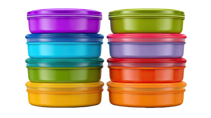 Vibrant colorful stackable food container set for kitchen storage, meal prep, organization, airtight lids, versatile reusable plastic containers