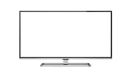 Modern flat-screen television with a blank white display