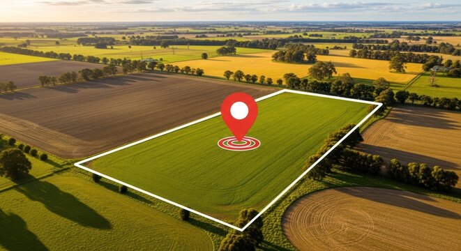 Aerial View of Green Field with Pin.