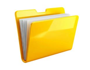 Yellow Plastic Document Folder with Papers.