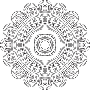 Circular pattern in the form of a mandala. Henna tatoo mandala. Mehndi style. Decorative pattern in oriental style. Coloring book page
