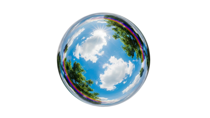 Tiny Planet View of a Sunny Day with Trees and Rainbow