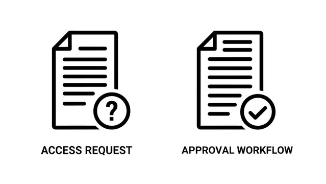 IT Security Access Request and Approval Workflow Icons for User Authorization and Data Permission