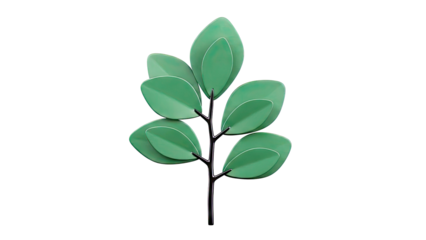 Stylized green plant with layered leaves on white background