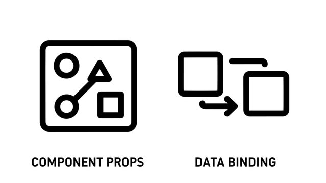Component Props and Data Binding Technical Icons for Web Development and UI Architecture