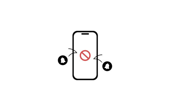 通知をブロックするスマホのイラスト 集中とデジタルデトックスのフラットデザイン