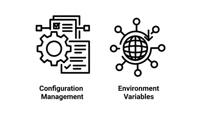 Software Development Configuration Management and Global Environment Variables Line Icon Set