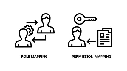 Fototapeta premium Security and Role Mapping Permission Icons for User Access Control and IT Administration