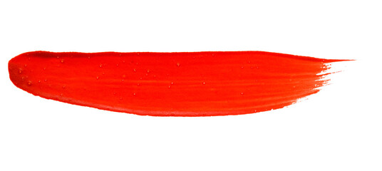 Red brush strokes on a white background for artistic design and creative projects. Abstract red in splash, paint, brush strokes, stain grunge isolated on white background