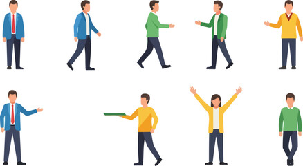 People in various poses with transparent background