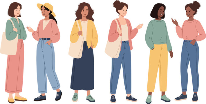 Group of diverse women standing together in casual clothes