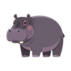 Fototapeta premium Cute Purple Hippo Character Illustration