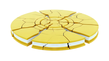 Cracked Yellow Circular Object with White Layers