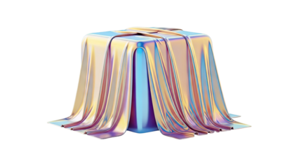 Iridescent Fabric Covering a Cube