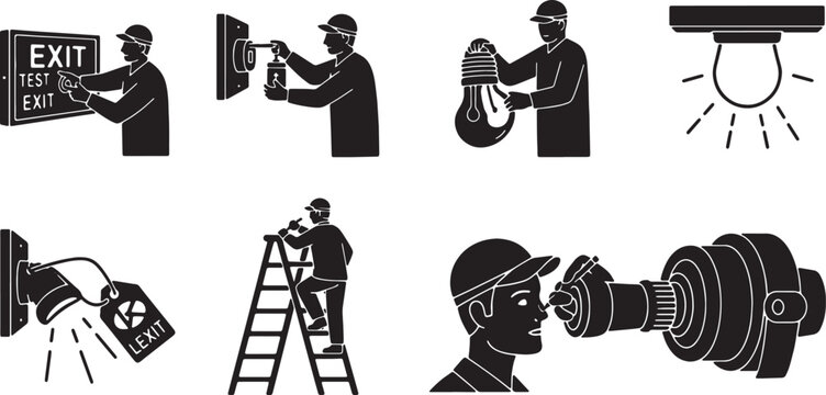 5 Black Solid Fuel Delivery Silhouettes Set on White Background