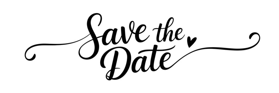 Save the Date Hand-Lettered Invitation Header with Elegant Wedding Calligraphy Text - Powered by Adobe