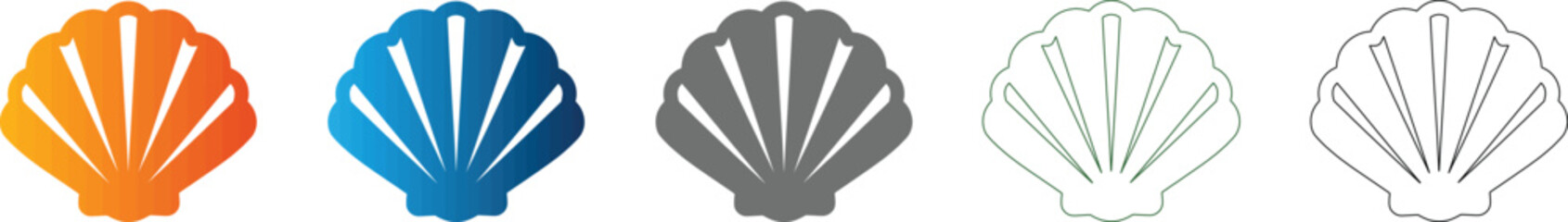 Shell Flat Icon Set Symbol Vector Illustration © mdshahidmollik5