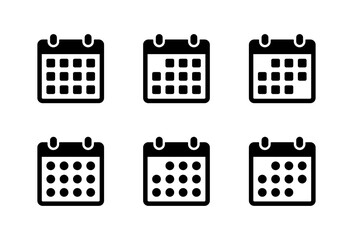 Schedule calendar icon set. Simple date symbol. Agenda, event sign