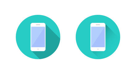 Smartphone icon with long shadow. Mobile phone symbol. Cellphone sign