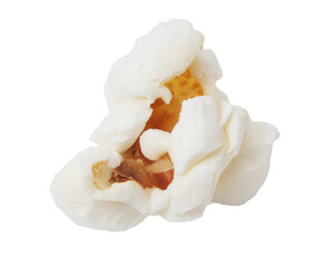 Popcorn isolated on white background. Macro