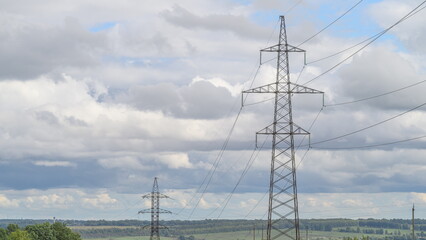 Power Lines Below a Dramatic and Beautiful Sky with Amazing Cloud Formations Above Them
