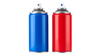 Spray Paint Bottle Blue and Red, Isolated on Transparent Background