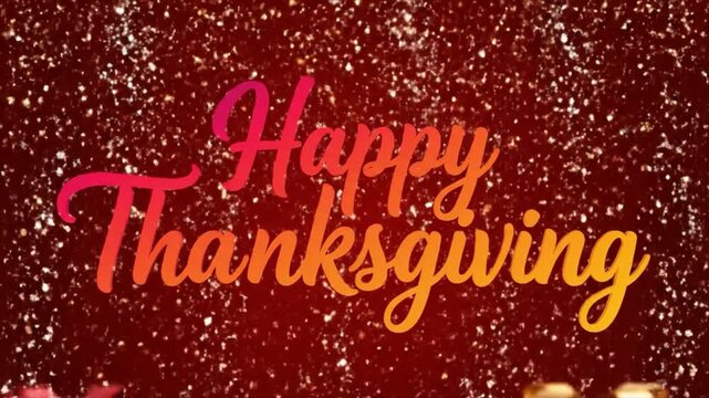 Happy Thanksgiving Beautiful Gradient Text Over A Dark Sparkly Background