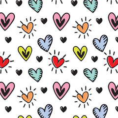 Seamless Pattern With Cute Colorful Hearts Valentines Day Print Design For Fabric Wrapping Paper