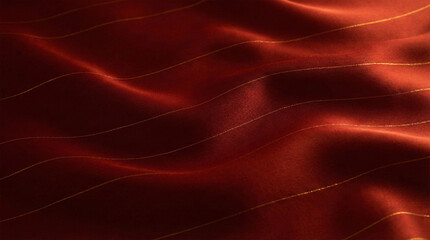 Elegant Red Silk Fabric Texture with Golden Thread Lines