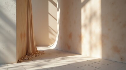 The Organic Breach: An 8K study of soft textile interrupting the rigid lines of a brutalist environment.