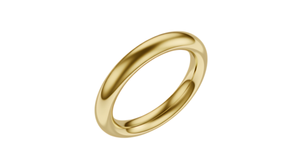 Minimal gold ring with smooth band isolated on transparent background minimal jewelry 1