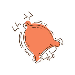 Vector illustration of a bell with brush strokes, designed with hand drawn isolated on a white background.