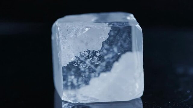 Close-up of a rough, uncut diamond with internal inclusions.