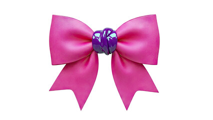 Pink Bow with Purple Center Accent